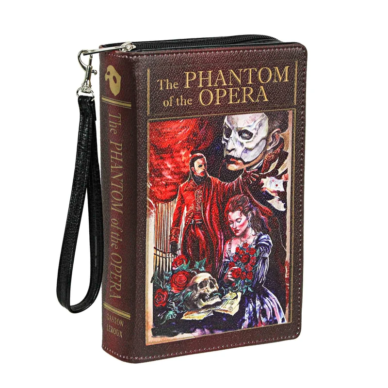 Things2Die4 Vinyl Phantom Of The Opera Book Handbag Novelty Clutch Purse Crossbody Bag - Image 1
