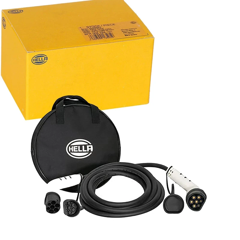 HELLA 8KE 358 255-061 Type 2 Charging Cable 11 kW for EV Electric Cars and Plug-in Hybrid - 3 Phase - 16A - 6 Metres - Mode 3 Charging Cable Electric Car White