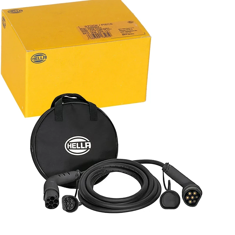 HELLA 8KE 358 255-021 Type 2 Charging Cable 22 kW for EV Electric Cars and Plug-in Hybrid - 3 Phase - 32 A - 4 Metres - Mode 3 Charging Cable Electric Car Black