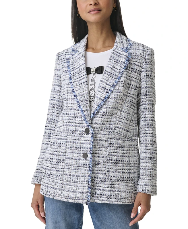 KARL LAGERFELD Women's L3acu138-dnm-6 Sport Jacket, Denim Multi, 10