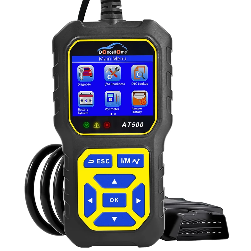 DonosHome AT500 3 in 1 Professional OBD2 Scanner Check Engine Fault Code Reader CAN Diagnostic Tool for OBDII JOBD+Vehicle Battery System Analyze Voltmeter Freeze Frame DTC O2 Sensor I/M Readiness