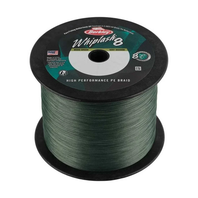 Berkley Whiplash8, Fishing Line, Superline, , Predator Fishing, Pike, Perch, Zander, Trout, Unisex, Moss Green, 0.28mm | 47.1kg | 104lb | 2188yd