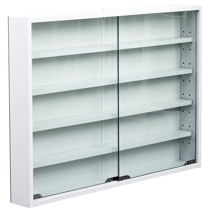 Shally Dogan Collections and Miniatures Display Case for Collections and Miniatures, Modern Design with Square Lines, White Wooden Notice Board, 80 x 10 x 60 cm