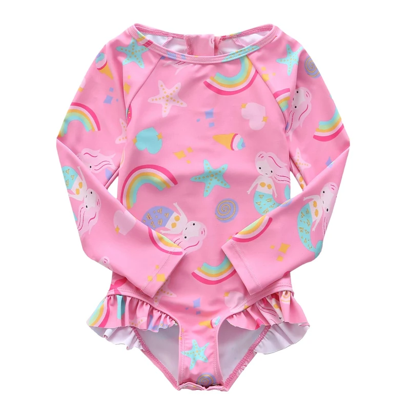 Aisyee Baby Girl Sleeve Swimsuit - Quick Dry 6-12 Months