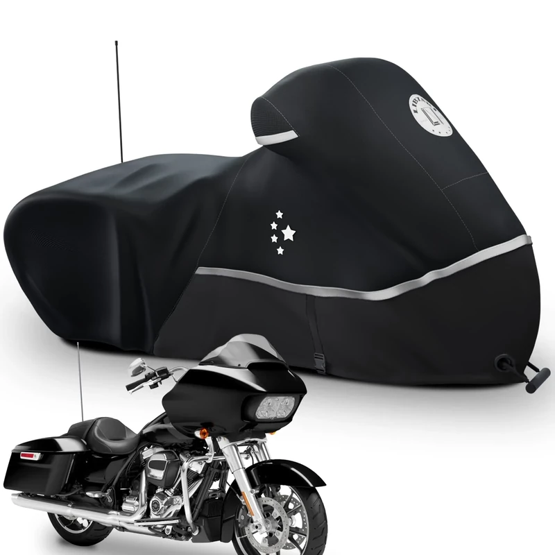 LI LIBZAKI Motorcycle Cover Storage for Touring Models Harley Davidson Road King,Road Glide,Street Glide, Electra Glide,Heritage Classic,Low Rider-ST,and Most Motorcycles Black