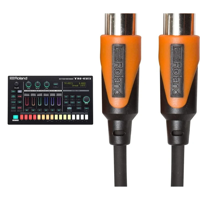 Roland Tr-6S Compact Drum Machine & Rmidi-B3 Black Series Midi Cable. Straight Din Connectors, 3Ft / 1M Length.