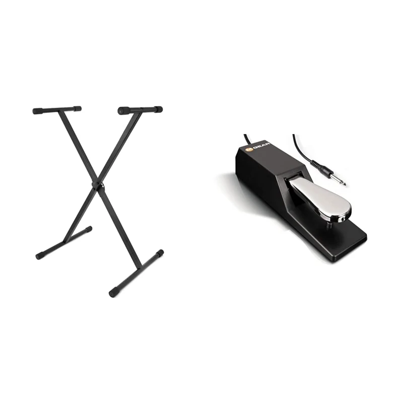 TIGER KYS77-BK X-Frame Keyboard Stand - Black & M-Audio SP-2 - Universal Sustain Pedal with Piano Style Action, The Ideal Accessory for MIDI Keyboards, Digital Pianos, Electronic Keyboards & More