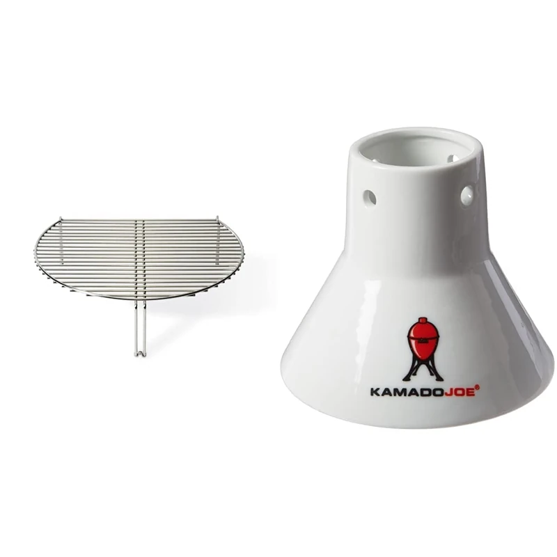 Kamado Joe KJ SCS Stainless Steel Classic Grill Expander & KJ-CS Ceramic Chicken Cooking Stand
