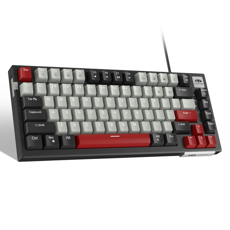 Mechanical Gaming Keyboard, Linear Red Switches Gaming Keyboard,Wired Mechanical Keyboard with LED Backlit, Compact Ergonomic Keyboard for Gaming,Office,Work,PC,Laptop,Mac,Windows (black & grey)