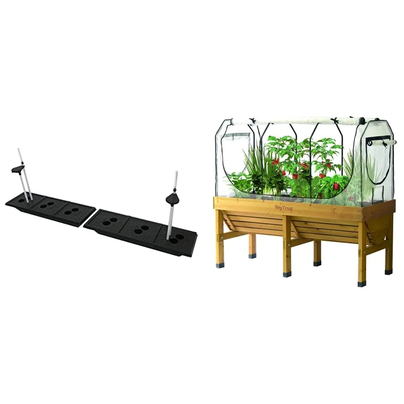 VegTrug Classic Self Watering Kit Medium 1.8m, Black & Medium Greenhouse Frame & Multi Cover Set, White