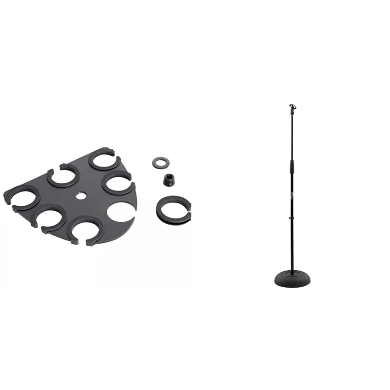 On-Stage MSA2700 Multi Microphone Holder, Black & Tiger Microphone Stand with Round Base - Black