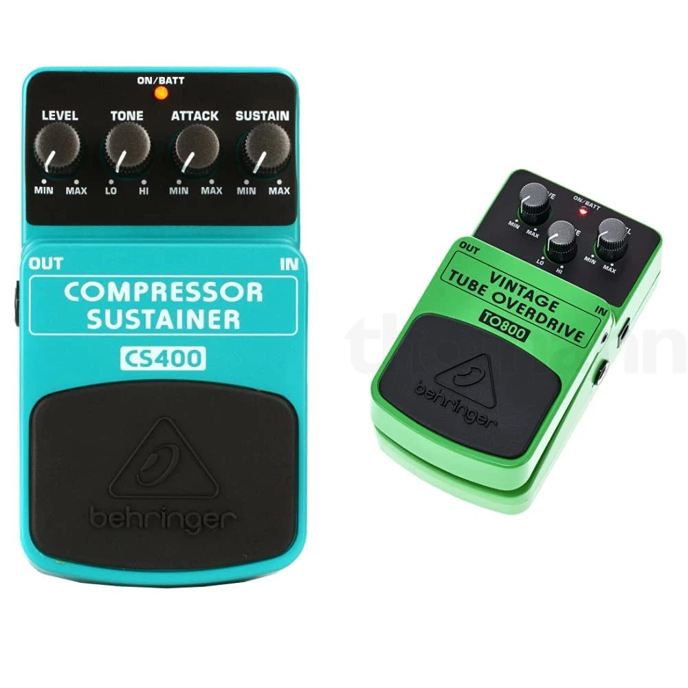 Behringer COMPRESSOR/SUSTAINER CS400 Ultimate Dynamics Effects Pedal,Green & TO-800 Tube Overdrive