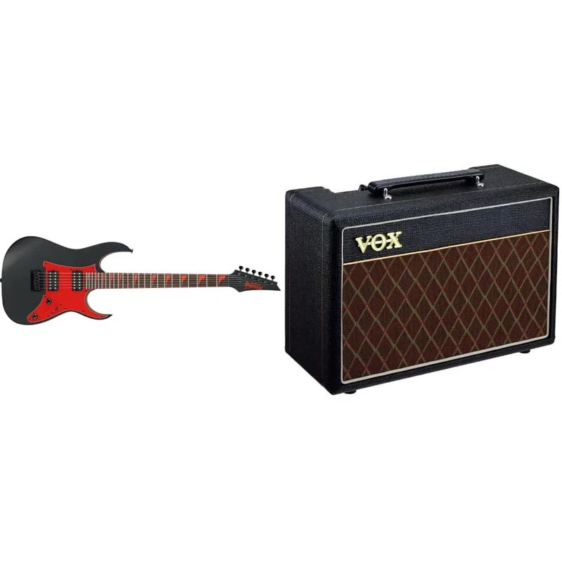 Ibanez GIO RG Series - Electric Guitar - Black/Red & Vox - Pathfinder 10 - 10W Electric Guitar Combo Amplifier