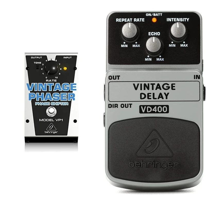 Behringer VP-1 Vintage Phaser & VD400 Vintage Analog Delay Effects Pedal, White