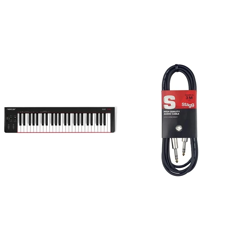 Nektar SE49 USB MIDI Keyboard Controller with Nektar DAW Integration & Stagg SAC3PS DL 3m/10 ft Deluxe Jack to Jack Instrument Cable