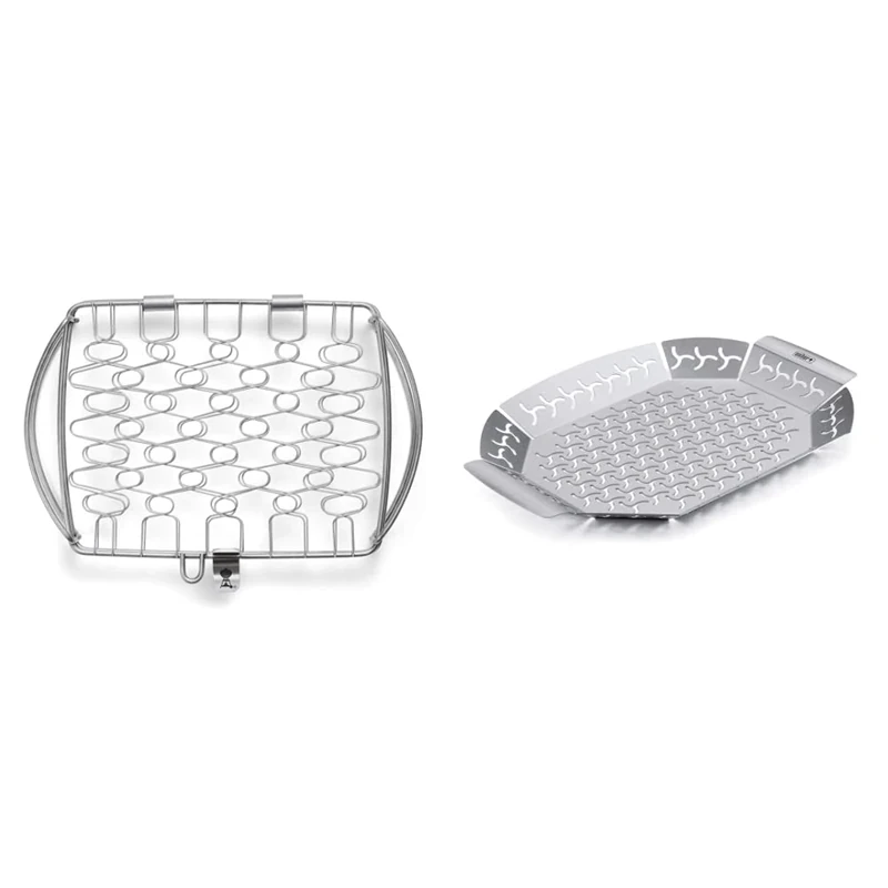 Grilling basket, Small, stainless steel, fits gas grills from Q 1000 series and up and 21.1cm charcoal grills and up & 6678 Premium grilling basket, Large, stainless steel, Mixed