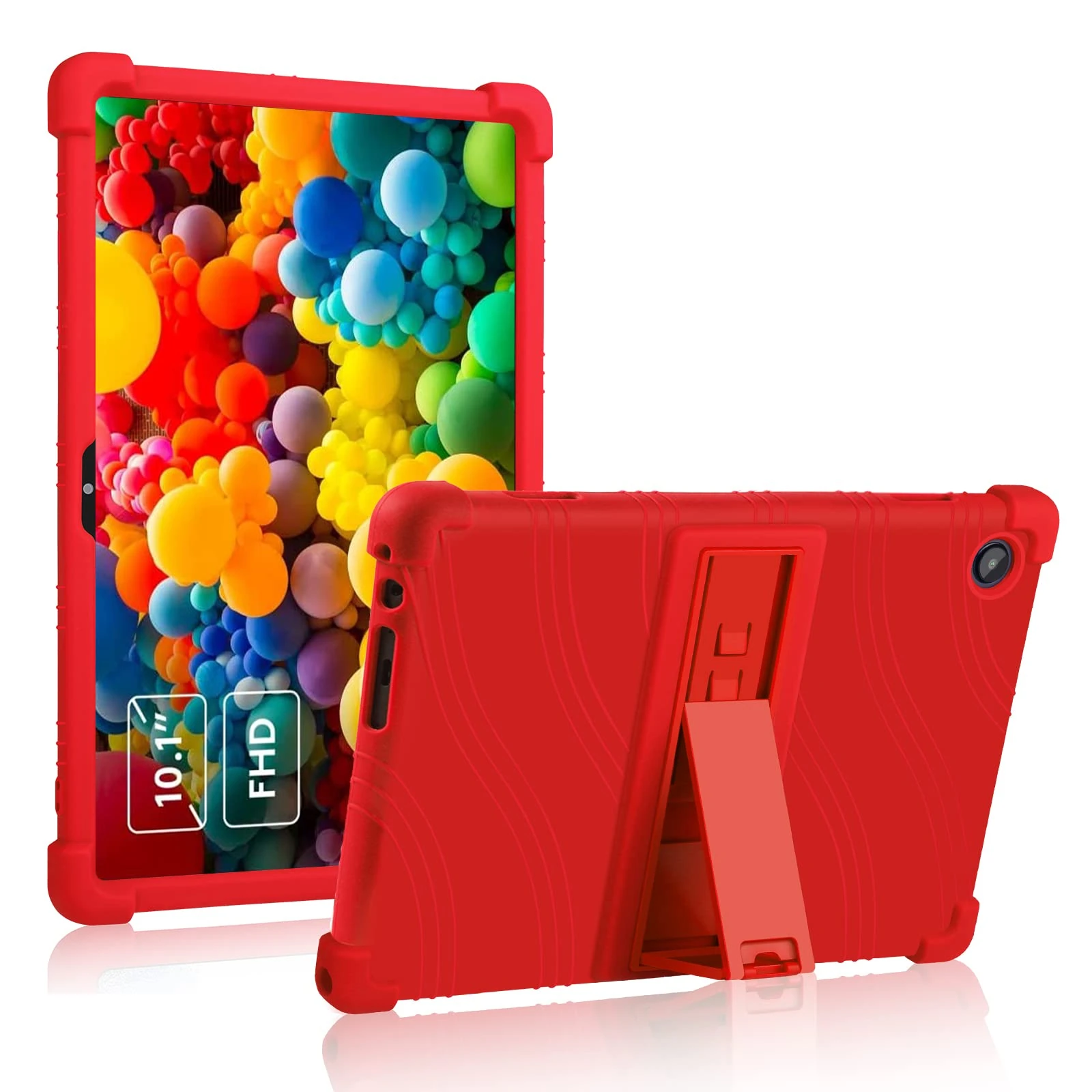 ATOOZ for Lenovo Tab M10 3rd Gen Case 10.1,Soft Silicone Shockproof Case for Lenovo Tab M10 3rd Gen Tablet 2022 (TB-328F/TB-328X) with PC Stand (Red)