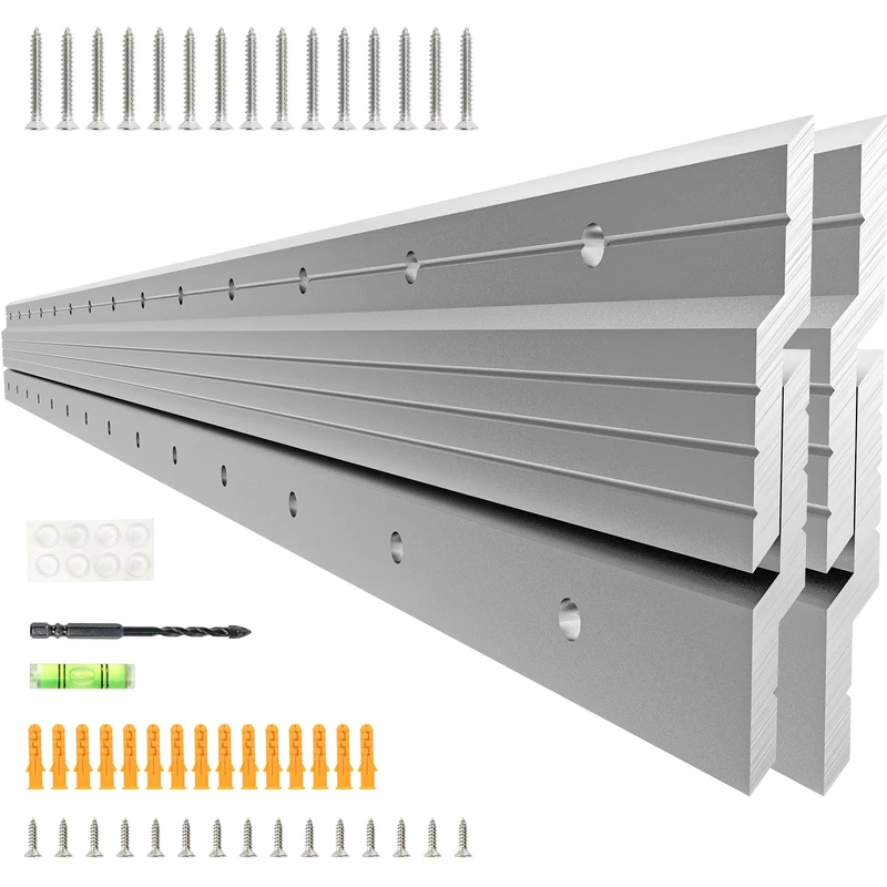 Simfelice French Cleat Hanger Heavy Duty 30 Inch Aluminum Z Bar Clips for Hanging Mirrors, Pictures, Whiteboards, Shelves, and More - Interlocking Wall Mirror Mounting Hardware 200 lbs Picture Hanger