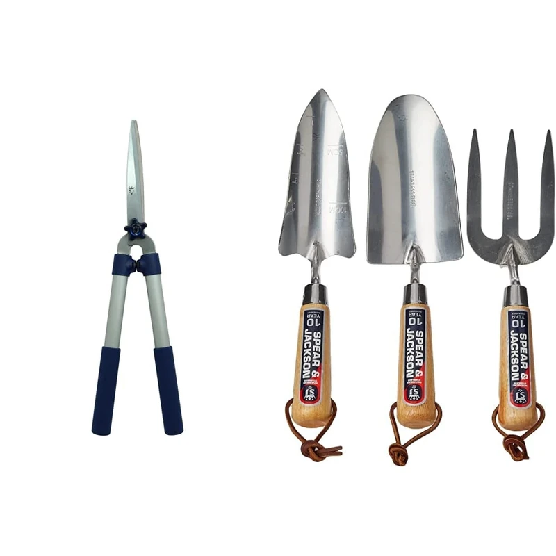 Spear & Jackson 8150RS Razorsharp Trimming and Shaping Shear & Spear and Jackson 3056GS/12 Neverbend Stainless Hand Tool Gift Set