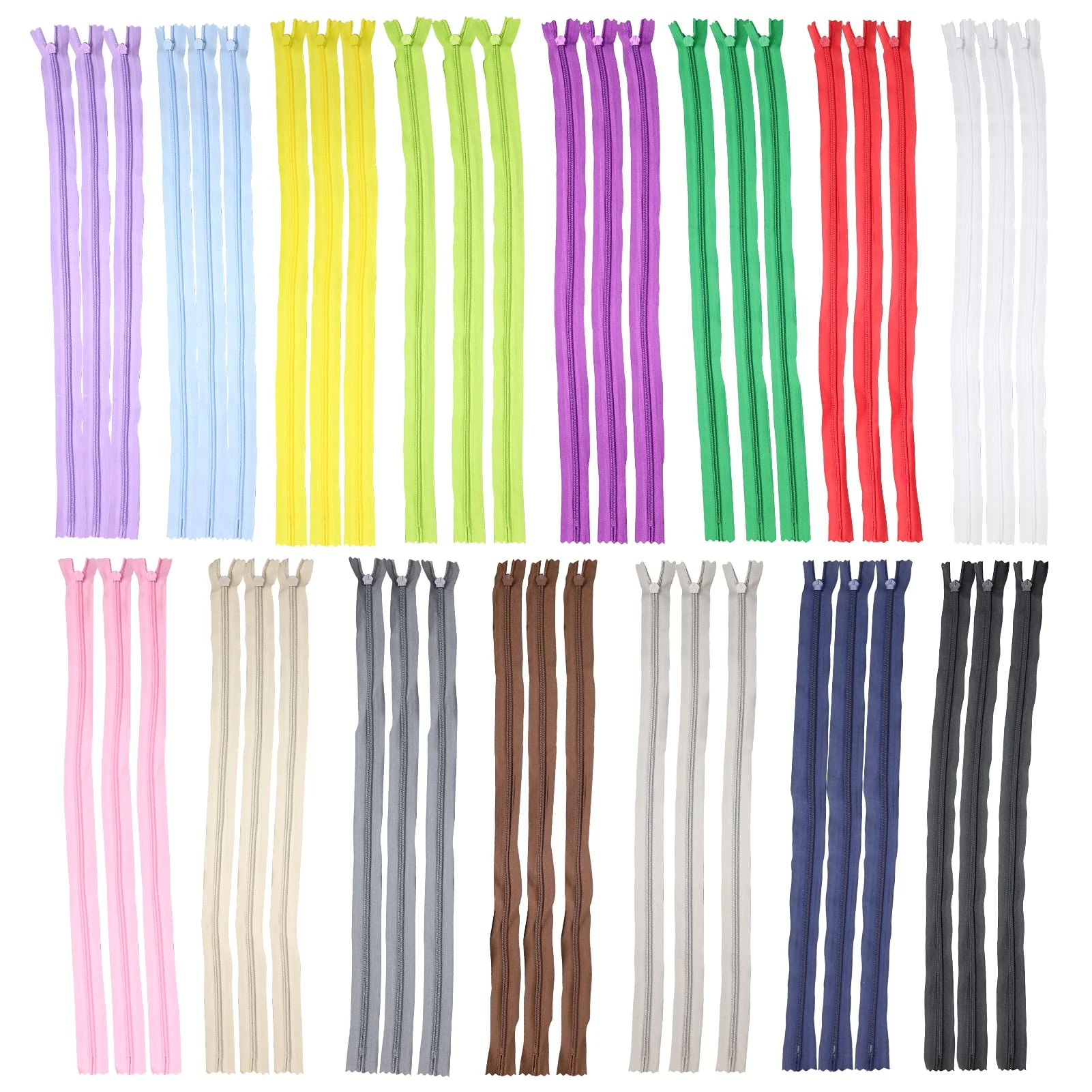 SZCXDKJ 45pcs 55cm/22 Inch Invisible Multicolor Nylon Coil Zippers for Sewing and Crafts 15 Colors