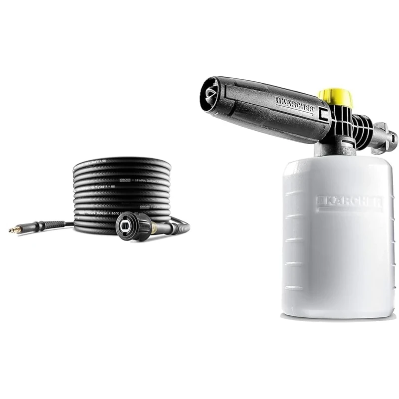26417100 10m K3-K7 Series Post 2008 High Pressure Extension Hose - Black & FJ6 Foam Nozzle - Pressure Washer Accessory