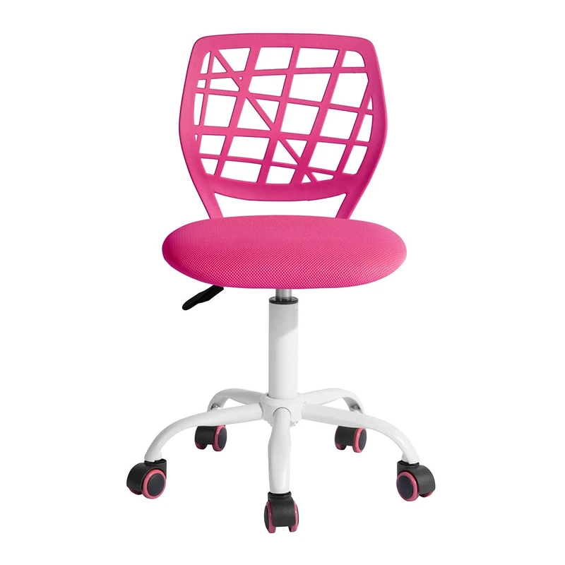 FurnitureR Office Chair Desk Chair Adjustable Height Swivel Fabric Seat Ergonomic Work Chair without Armrest, Pink