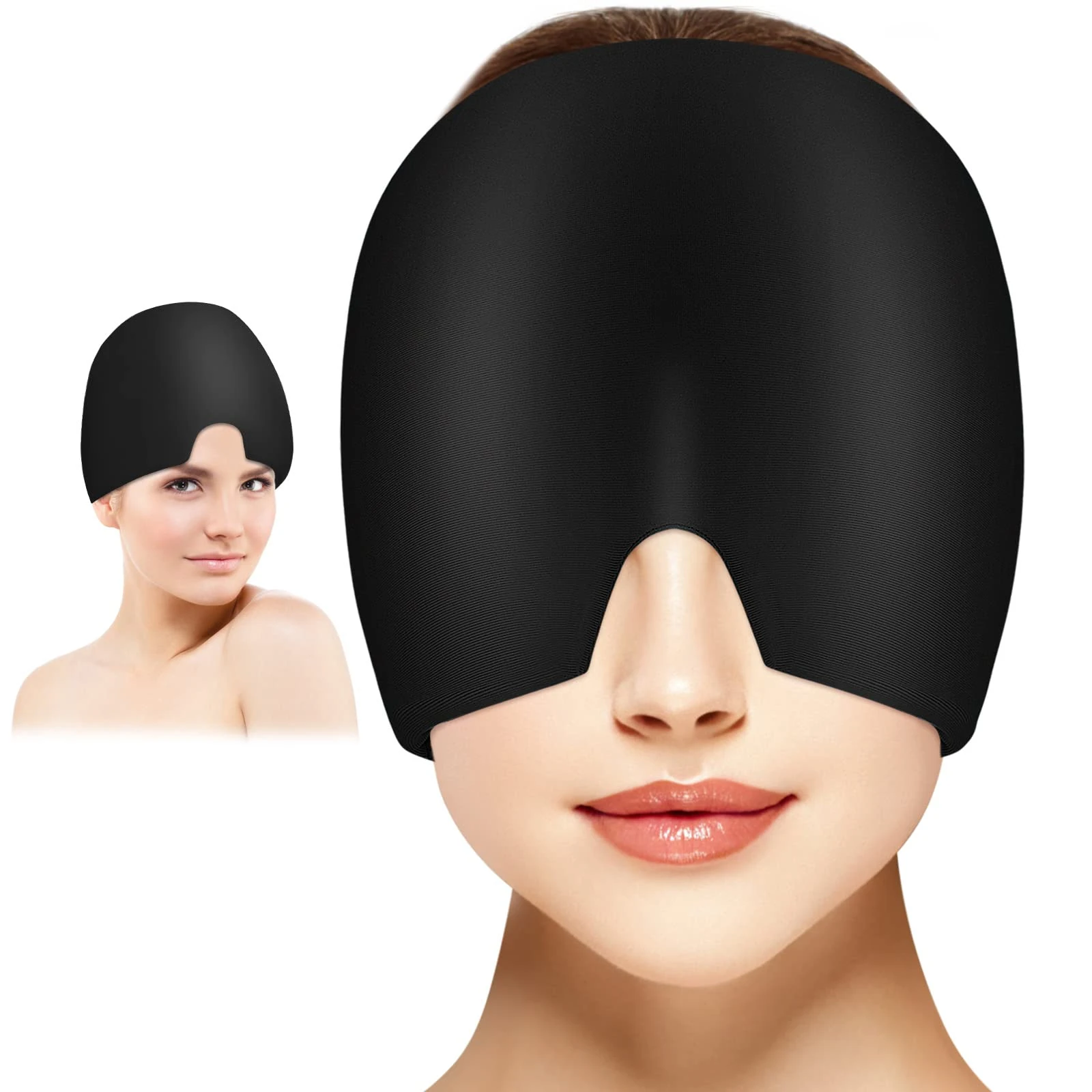 ACWOO Migraine Relief Cap, Reusable Double-Sided Gel Cold Hot Therapy Migraine and Headache Relief Cap, 360° Gel Ice Hot Head Wrap for Chronic Migraine, Tension Headache, Sinus Stress, Puffy Eyes