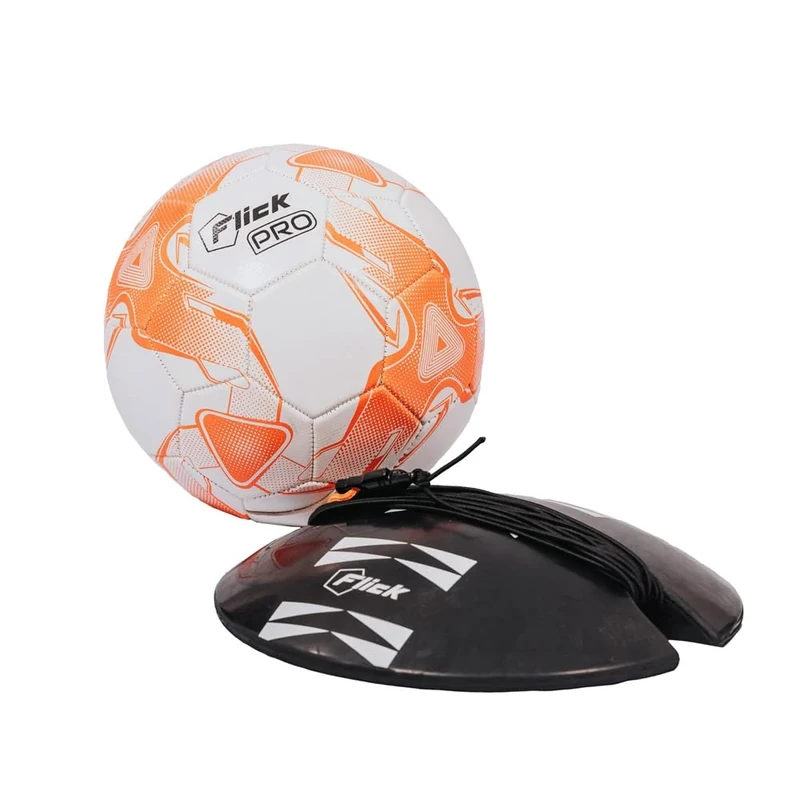 FLICK PRO Size 5 Soccer/Football Return Ball with Adjustable Bungee Elasticated Cord and Weighted Base – Solo Soccer Training Equipment for Youth and Adults