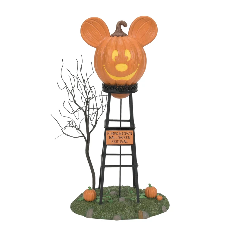 Disney Village By D56 Pumpkintown Water Tower Figurine