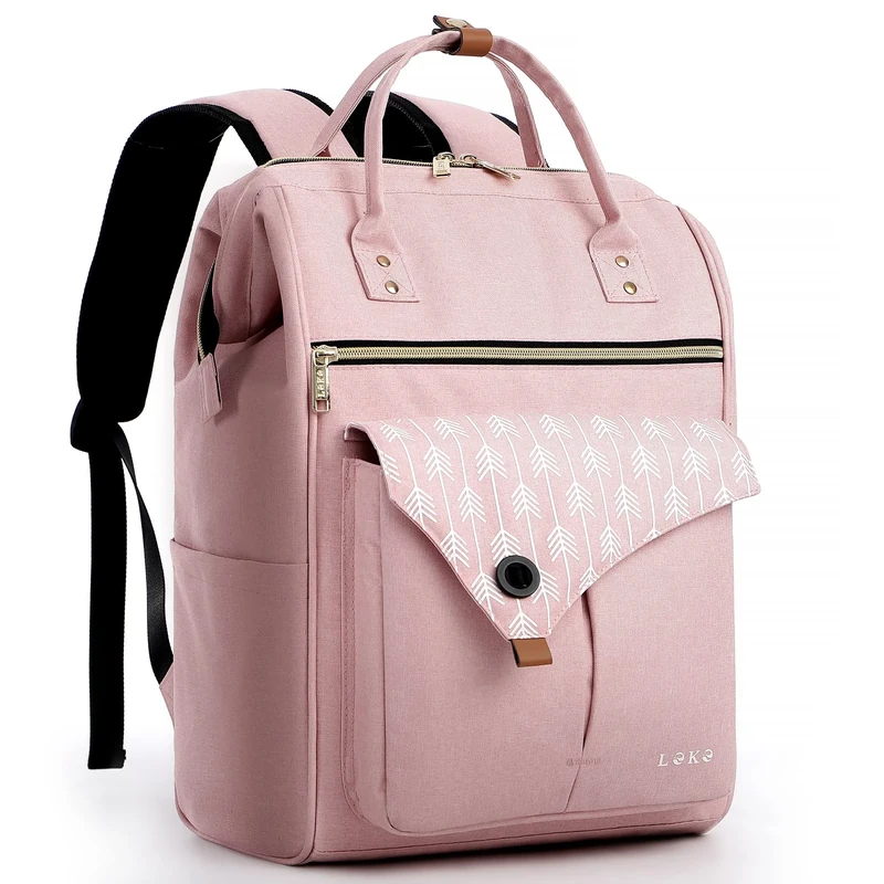 Lekesky Backpack Women Laptop Rucksack Bag15.6 Inch Computer Backpack School Bag for Travel Business College Women Men-Pink