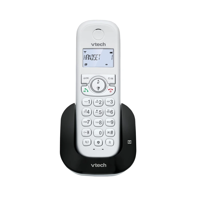 VTech CS1550 DECT Cordless Phone with Answering Machine and Call Block, 1 Handset, Landline House Phones, White, Caller ID/Call Waiting, Redial, Handsfree, illuminated Display and Keypad