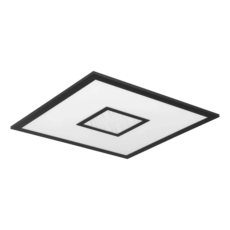 EGLO LED ceiling spot Bordonara, dimmable ceiling light fitting with remote control, square kitchen and hallway lamp made of black metal and white plastic, warm-cool white, RGB, 18x18 in