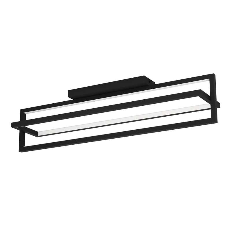 EGLO LED ceiling spot Siberia, dimmable ceiling light fitting with remote control, living room lamp made of black metal and white plastic, warm-cool white, 31 x 6 cm