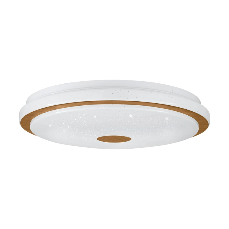 EGLO LED ceiling spot Lanciano 1, dimmable ceiling light fitting with remote control, crystal effect lighting, lamp made of metal, wood and plastic in white and brown, warm-cool white, Ø 16 in