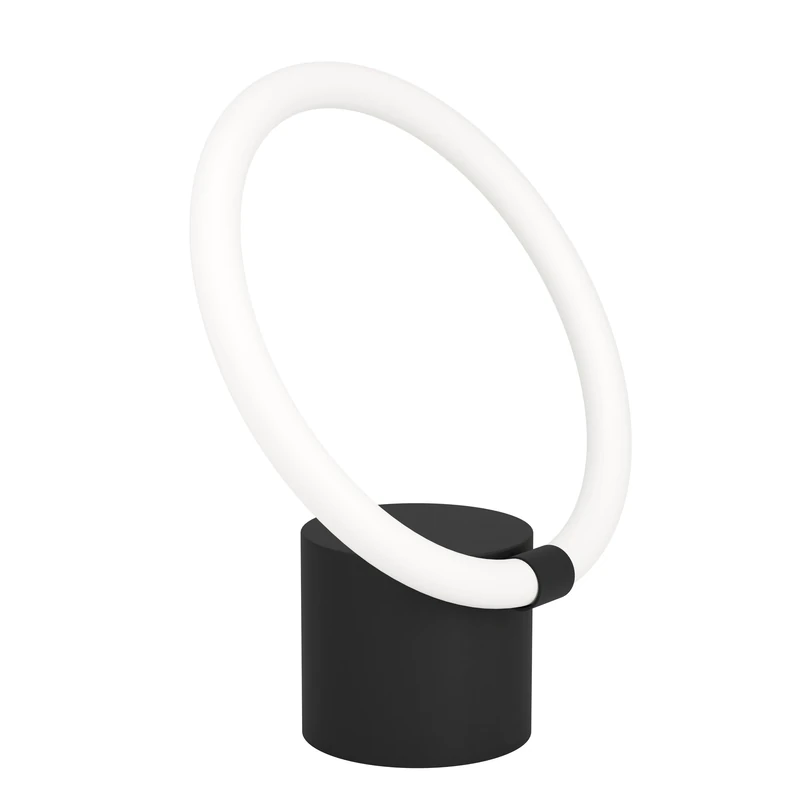 Eglo Bedside lamp Caranacoa with LED Ring, Minimalist Side Table Light Made of Black Metal and White Plastic, Living Room and Bedroom Lighting, Warm White