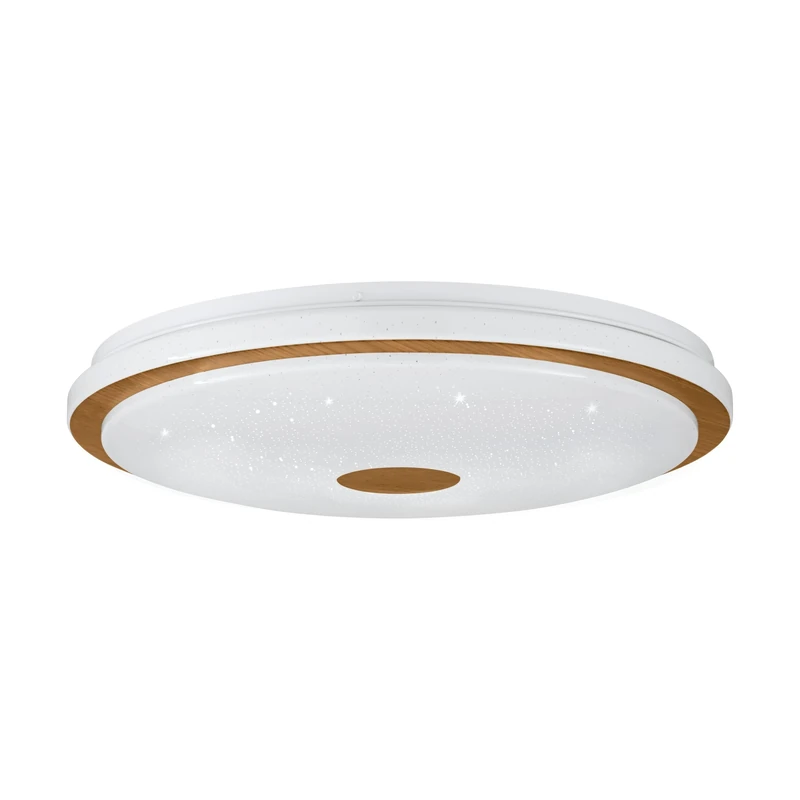 EGLO LED ceiling spot Lanciano 1, dimmable ceiling light fitting with remote control, crystal effect lighting, lamp made of metal, wood and plastic in white and brown, warm-cool white, Ø 20 in