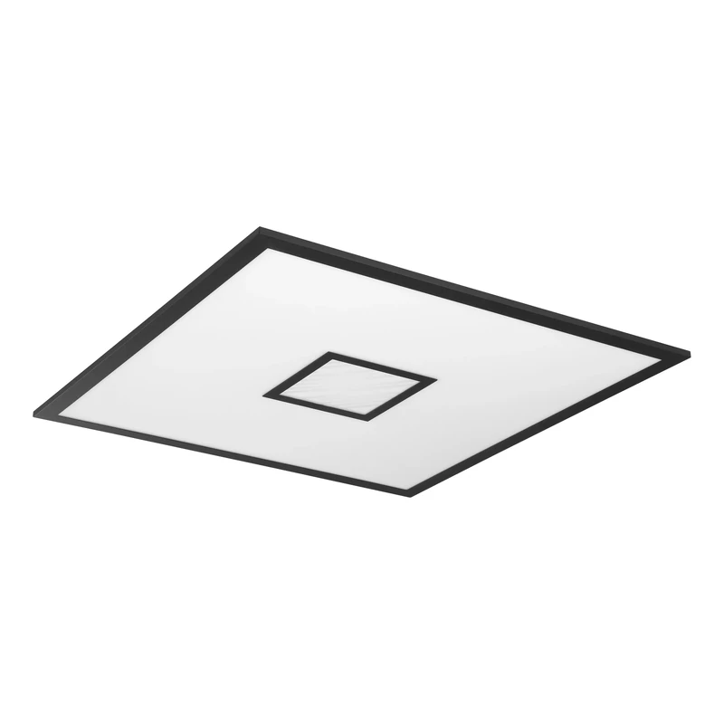 EGLO LED ceiling spot Bordonara, dimmable ceiling light fitting with remote control, square kitchen and hallway lamp made of black metal and white plastic, warm-cool white, RGB, 24x24 in