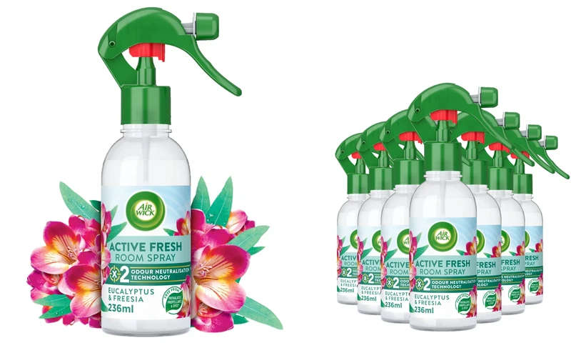 Airwick Air Freshener Room Spray| Odour Neutraliser, Bathroom and Room Air Freshener|Fragrance : Eucalyptus| Contains : 8 Sprays
