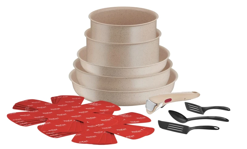 Tefal Ingenio Delight 17-Piece Cookware Set, Frying Pans, Saucepans, Induction, Non-Stick Coating, Temperature Indicator, Stackable, Dishwasher Safe, Made in France L7839002