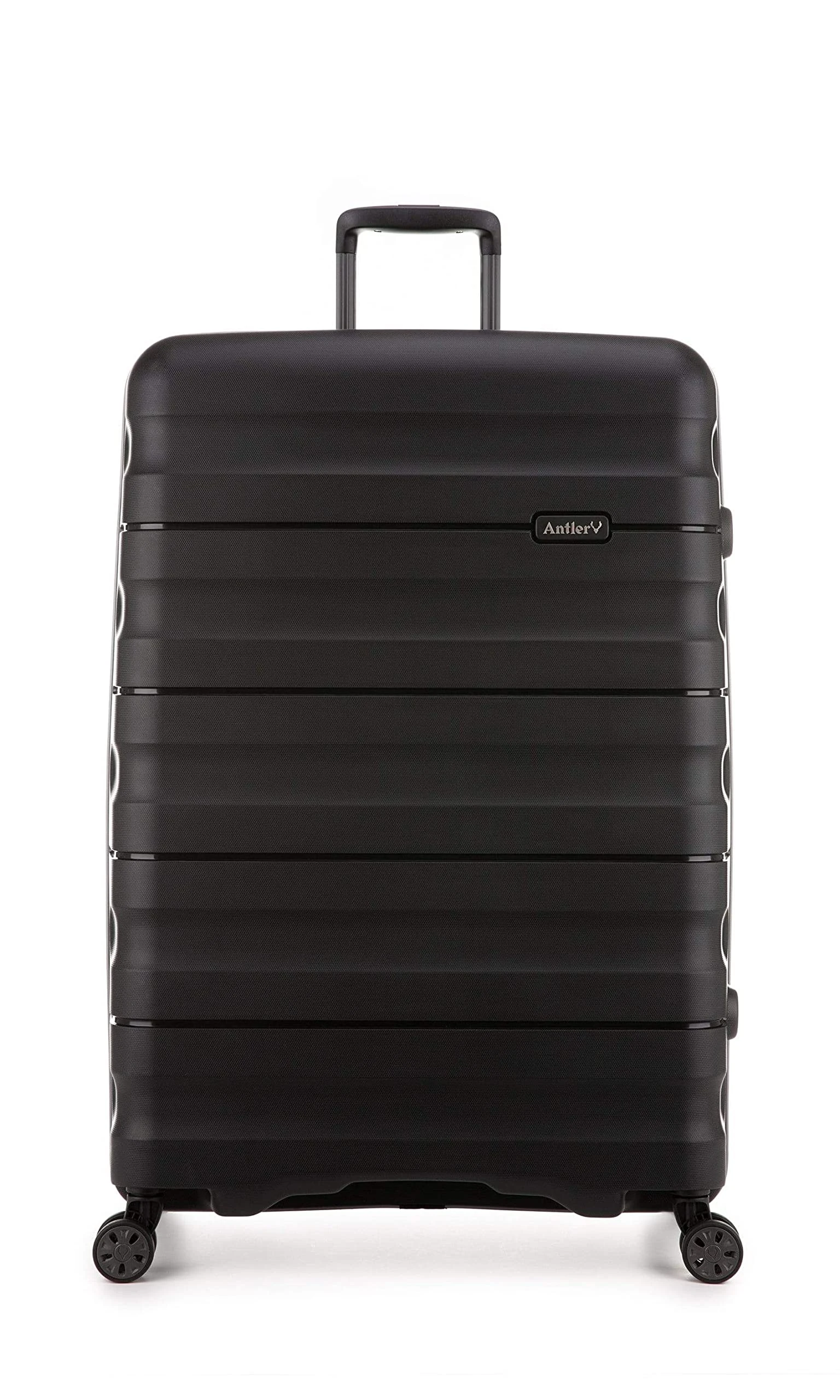 ANTLER - Lincoln Hard Shell Large Suitcase - Durable, Lightweight & Expandable, 4 Spinner Wheels - Adjustable Handle, TSA Lock, 80cm - Black
