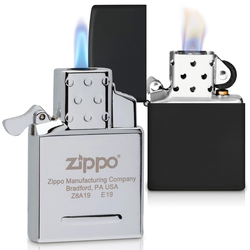 Zippo Windproof Lighter - Black Matte Finish - Set with Butane Insert - Refillable - Reusable - Windproof Design - Gift Box - Made in USA