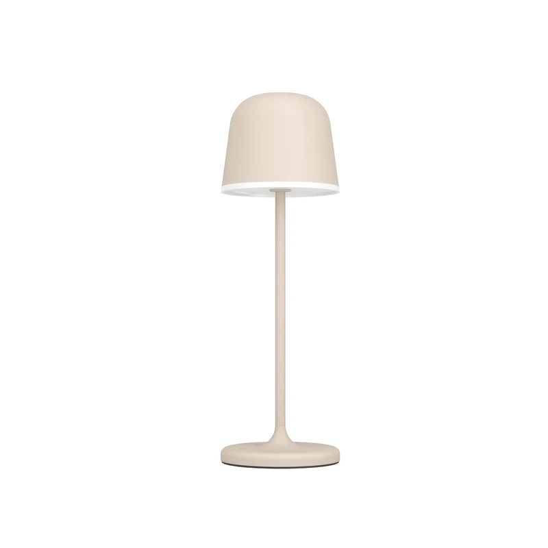 EGLO LED outdoor table lamp Mannera, touch dimmable side table light, wireless outside lighting, bedside lamp with USB port, sand coloured metal and white plastic, warm white, IP54