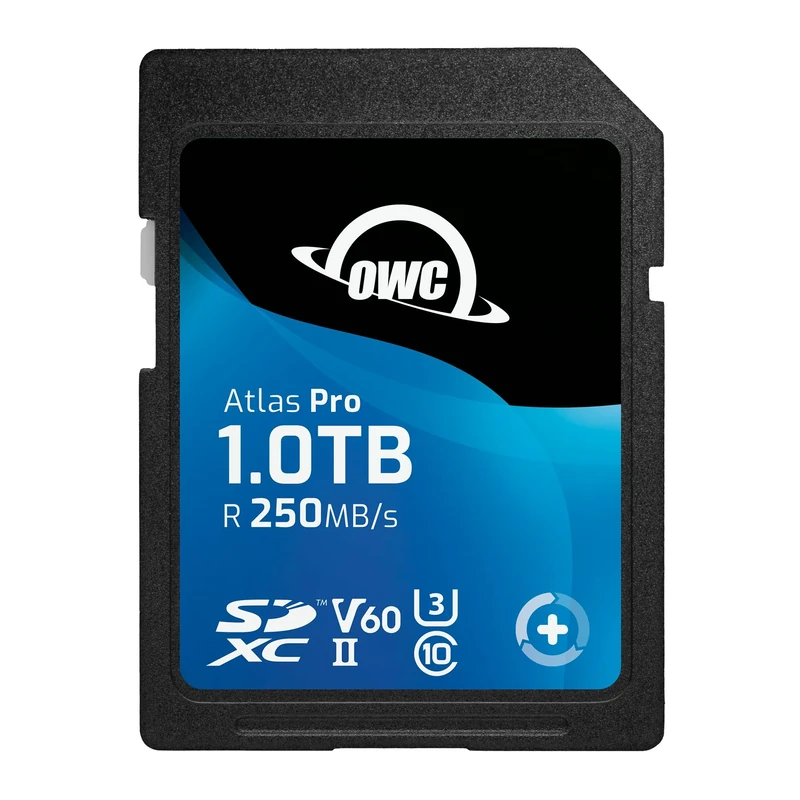 OWC Atlas Pro SD V60-1TB - SDXC UHS-II V60 Media Card, Up to 250MB/s read and 130MB/s write, cost-effective memory card for most common photo and up to 4K video capture