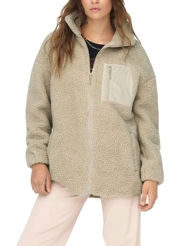 ONLY Women's Onltracy Sherpa Jacket CC OTW Jacket, Humus, XS
