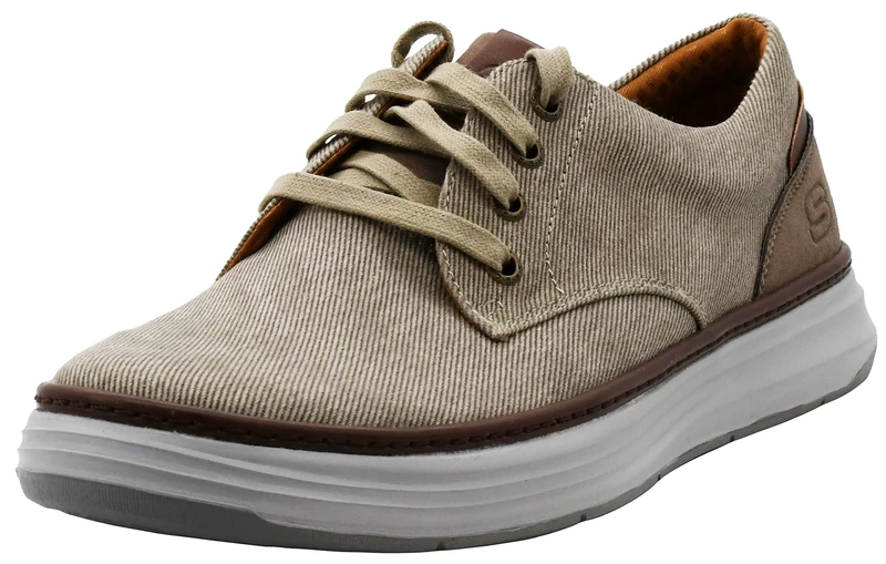 Skechers Men's Moreno Canvas Oxford Shoe, Stone, 8.5 UK Wide