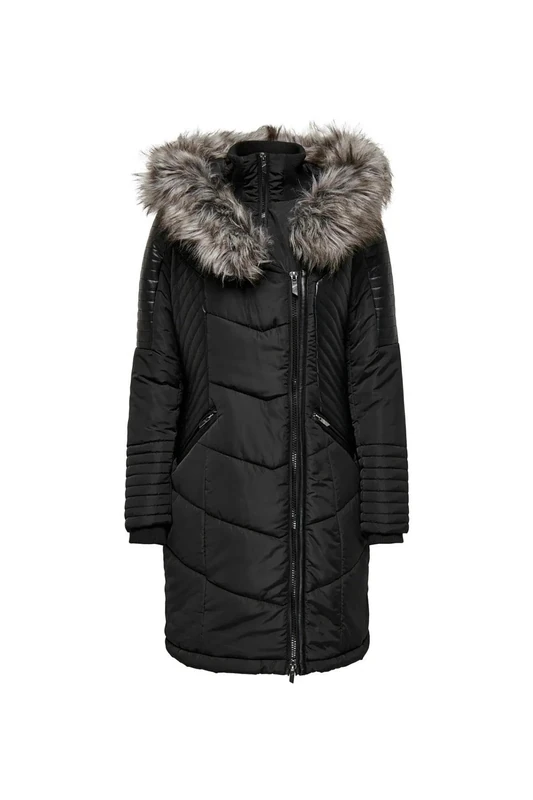 Bestseller A/S Women's Onlnewlinette OTW Hood Coat, Black/Detail: Black Fur, S