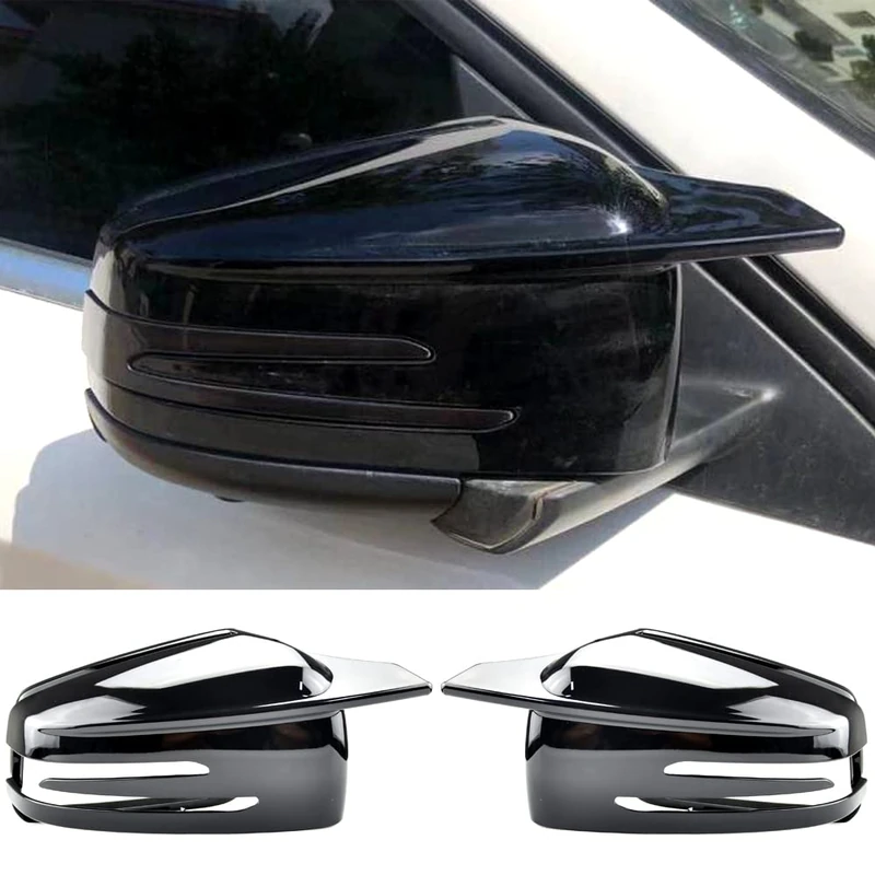 Fouedy Side Mirror Cap Covers For Mercedes Benz W176 W246 W212 W204 C117 X156 X204 W221 C218 A B C E S CLA GLA GLK Class Black Replace (black)