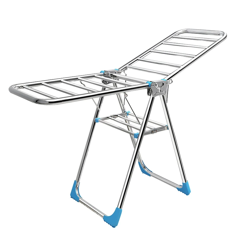 GONICVIN Clothes Airer, Foldable Clothes Drying Rack, 1.5M Silver Laundry Dryer Rack, Stainless Steel Winged Clothes Horse Airer for Indoor Outdoor