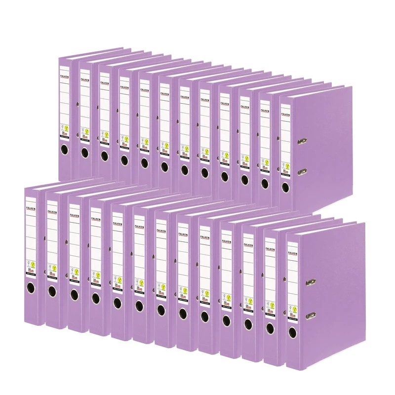 Original Falken 25-pack PP-Color plastic folders. Made in Germany. 5 cm narrow DIN A4 lilac ring binder vegan file folder letter folder office folder plastic folder slotted folder