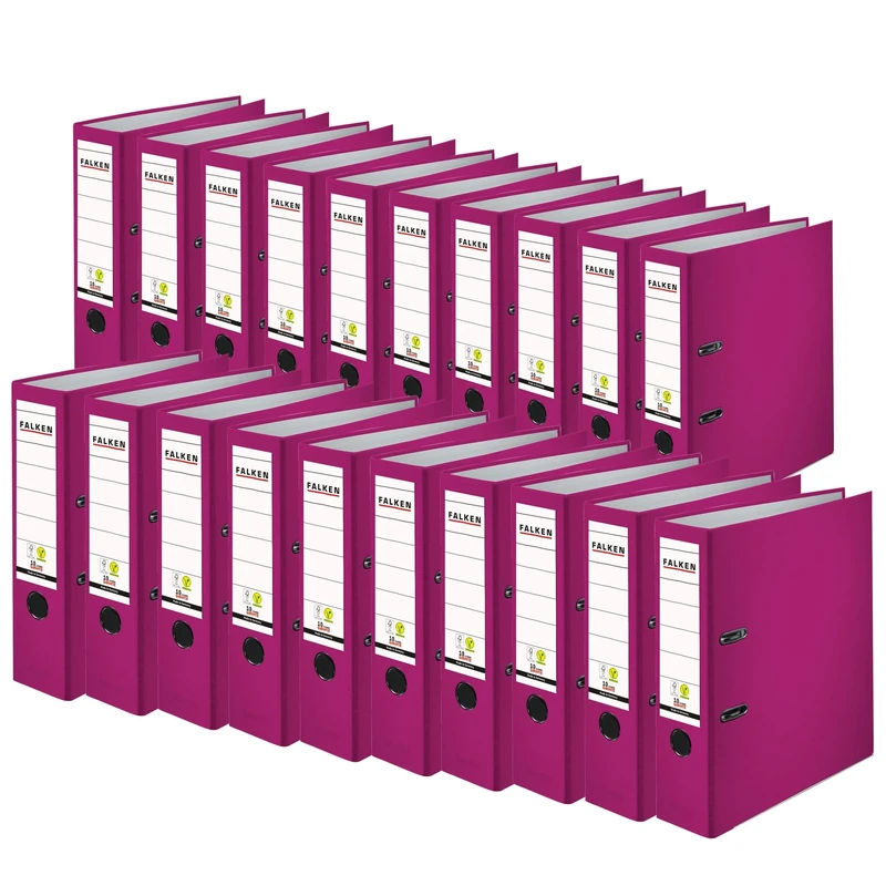 Original Falken pack of 20 PP-Color plastic folders. Made in Germany. 8 cm wide DIN A4 blackberry ring binder vegan file folder letter folder office folder plastic folder slotted folder